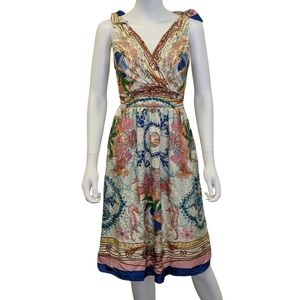 Anthropologie X Collette Dinnigan flamingo print silk dress size 2 XS
